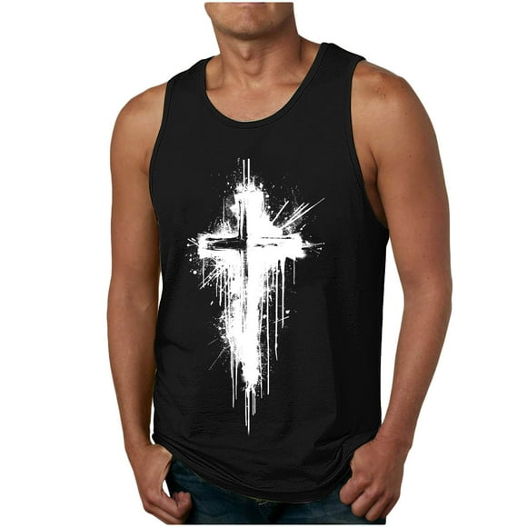 Tanques para Hombre para el Verano Solto Chaleco Impresión Deportivo Cuello Redondo, Casual