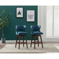 thumbnail image 3 of Guyou 30" Swivel Bar Stool Set of 2, Farmhouse Velvet Upholstered Counter Height Bar Stools with Wooden Legs and Open Back for Kitchen Island Restaurant Home Bar Bistro, Navy, 3 of 11