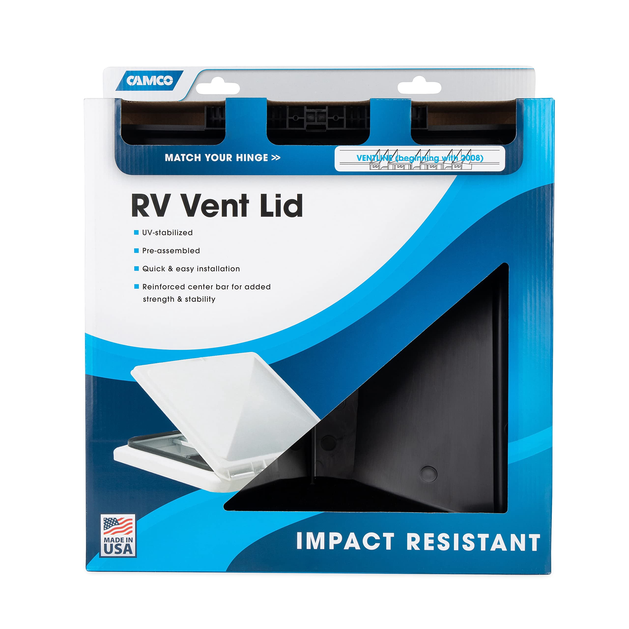 Camco Camper/RV Replacement Vent Lid | Features Heavy-Duty Impact-Resistant Polypropylene Plastic & Rust-Resistant Mounting Hardware (40176)