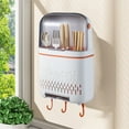 thumbnail image 4 of Kadlawus Under $5 ! Wall Mounted Tableware Drainer Storage Box with Lid Utensil Holder Chopsticks Knife Fork Organizer Kitchen Rack, 4 of 6