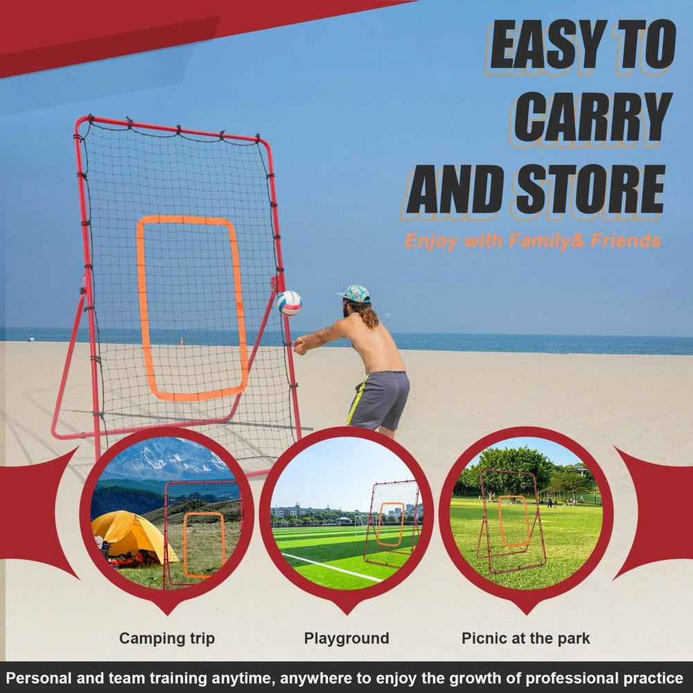 ZIHUI Volleyball Rebound Net Portable Stable Volleyball Rebounder Net with Steel Frame Multifunctional Angle Adjustable Training Supplies Volleyball Rebounder for Backyard Beach imaginative