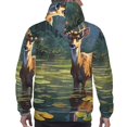 thumbnail image 7 of Kdxio Peaceful Deer Lily Pond Print Mens Casual Hooded Collar Drawstring Hoodies Pullover Sweatshirts Casual Long Sleeve Shirts-X-Large, 7 of 7