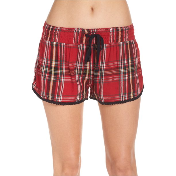 P.J. Salvage Womens Flannel Pajama Shorts, brick, M