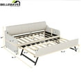 Bellemave Twin Size Upholstery Daybed with Adjustable Trundle and USB Charging Design,Wooden