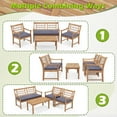 thumbnail image 2 of Gymax Set of 4 Wood Furniture Set w/ Seat Cushions & Solid Acacia Wood Frame Outdoor Gray, 2 of 6