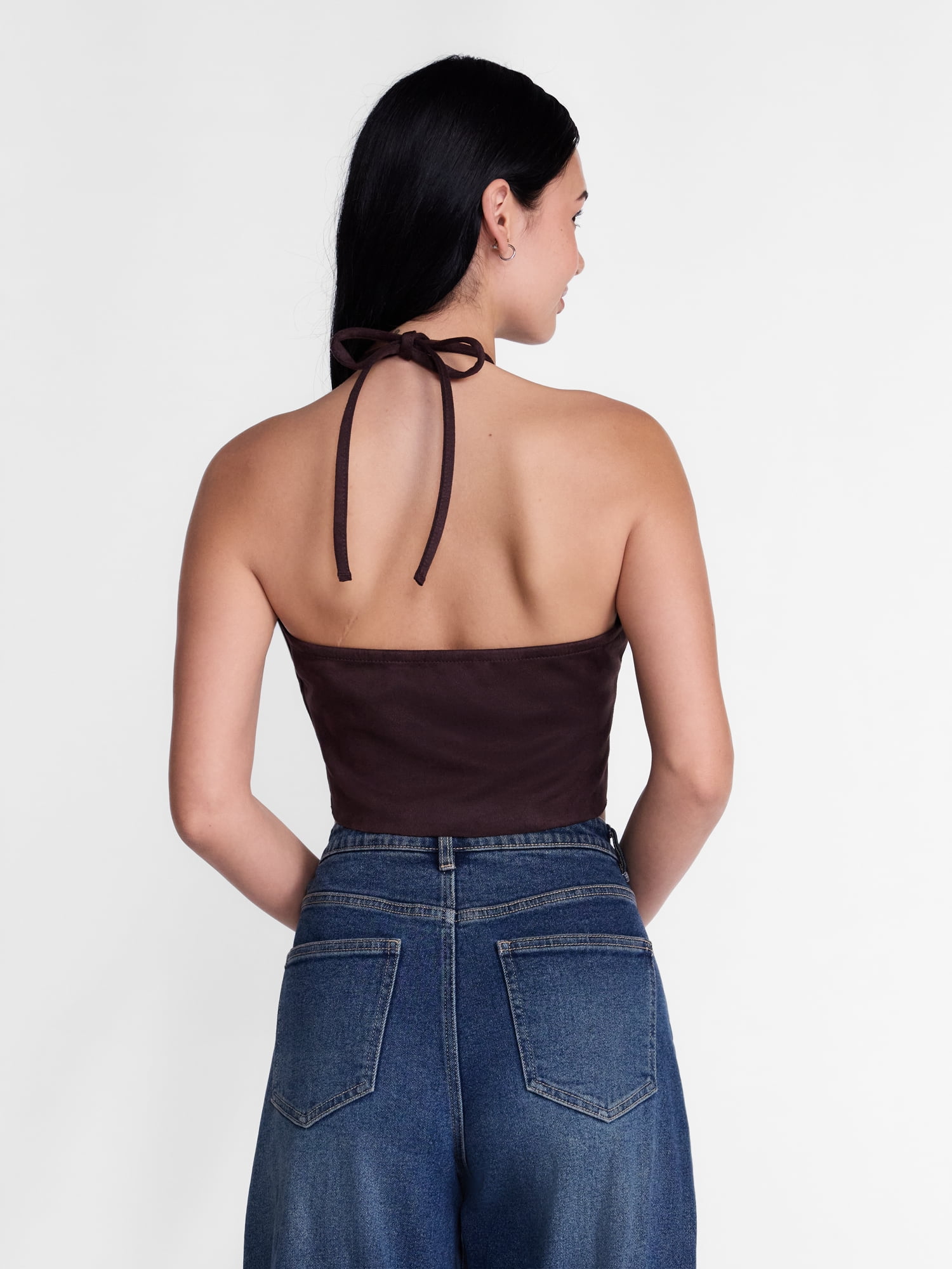 Madden NYC Women’s Faux Suede Hanky Hem Halter Top, Sizes XXS-XXL