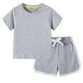 thumbnail image 4 of Girls 2 Piece Outfits Cotton Summer Short Sleeve T Shirt Tops and Drawstring Shorts Clothing Sets Girls Two Piece Outfits Summer Tracksuit, 4 of 9
