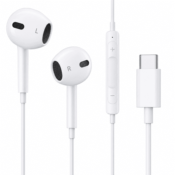 CyberLabs USB-C Headphones for iPhone 15,Type C with Microphone & Remote in-Ear Headset Control Compatible with Smartphone iPhone 16/15 Pro/15 Pro Max, iPad Pro