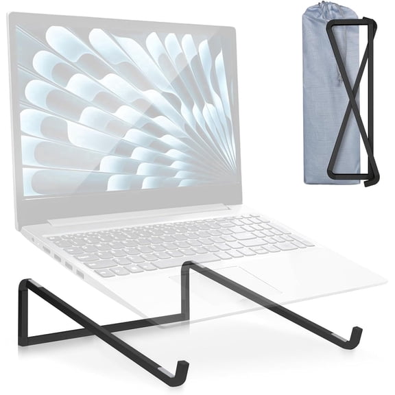 Black Aluminum Laptop Cooling Stand – Ergonomic Ventilated Riser for Desk, Adjustable Wedge Design Enhances Airflow and Comfort, Fits Most 13–17 Inch Laptops