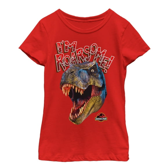 Girl's Jurassic Park I'm Roarsome T.Rex Graphic Tee Red Large