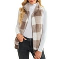 thumbnail image 2 of Fangasis Ladies Waistcoat Sleeveless Fleece Vest Zip Up Sherpa Jacket Women Lightweight Outerwear Casual Work Fuzzy Vests Khaki 3XL, 2 of 6