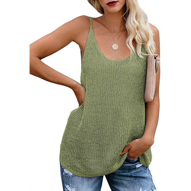 Camisetas sin mangas de gran tamaño con cuello redondo para mujer, camisetas informales de punto sin mangas, túnica, camisola holgada, moda de verano, suéter, chaleco, blusas Ormromra