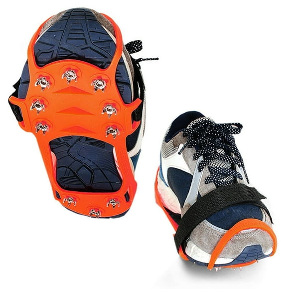 Lisbinx Adjustable Non-Slip Ice Cleats - 12 Steel Spikes Traction Shoes Crampons for Snow Hiking Flash Deals Clearance