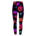 thumbnail image 4 of Women's Halloween Printed Leggings High Waisted Stretchy Yoga Pants Soft Athletic Workout Gym Tights Purple, 4 of 6