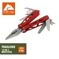 Ozark Trail 12-in-1 Multitool, Red, Sheath Included, Compact Durable Outdoor Tool