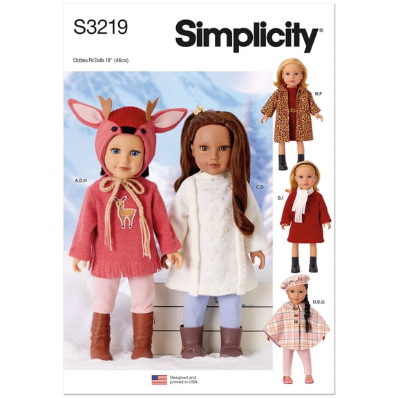 Simplicity Paper Sewing Pattern 3219 - Doll Clothes