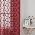 thumbnail image 4 of Pinewave Sheer Curtains 84 inch Set of 2 Geometric Embroidered Light Filtering Window Panels Moroccan Trellis,Grommet Top,Red, 4 of 5