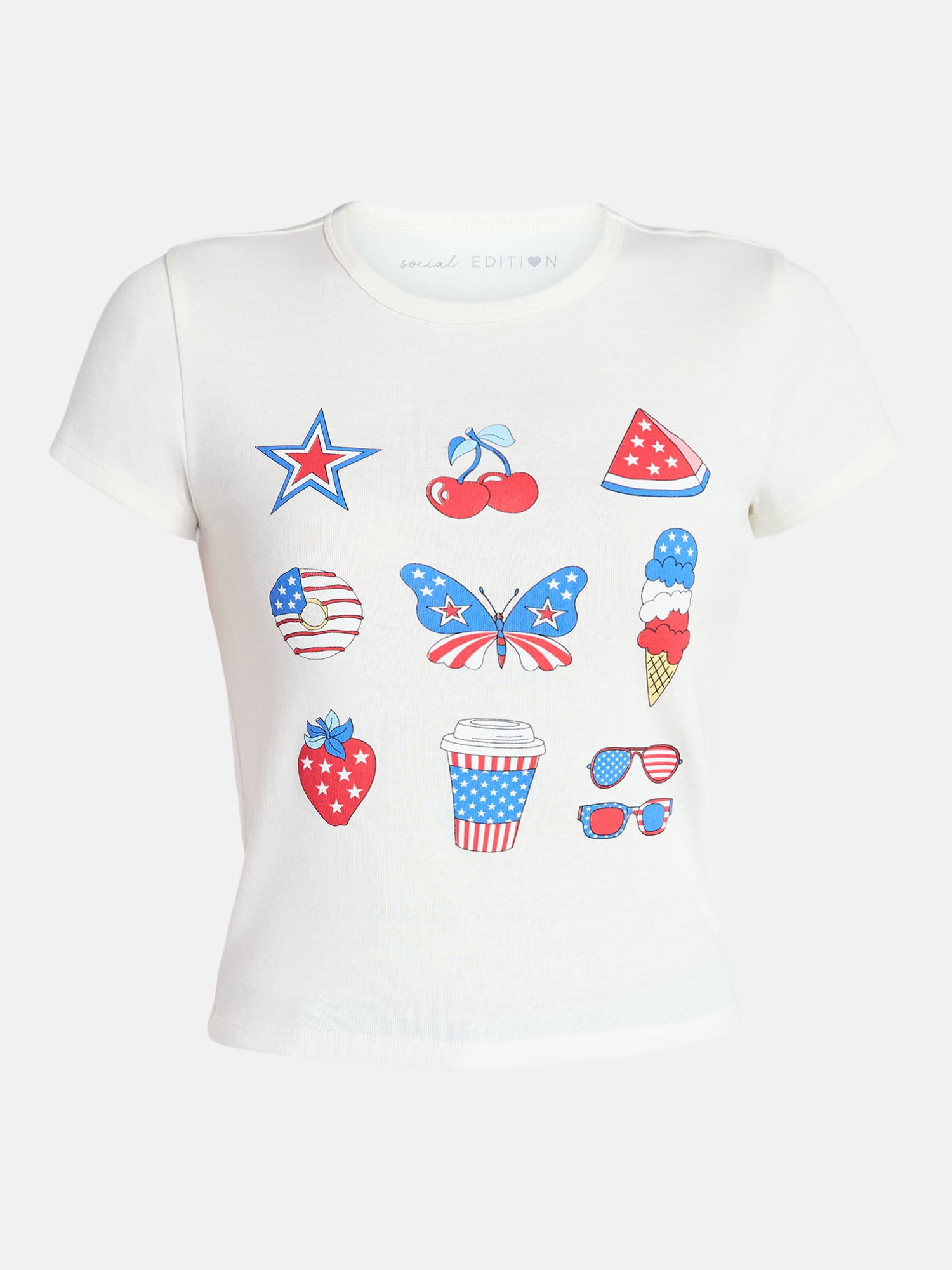 Americana Symbols Women's Graphic Tee with Short Sleeves, Sizes XXS-XXL