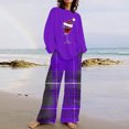 thumbnail image 2 of ChaoHeng Two Piece Outfits for Women Christmas Print Long Sleeve Round Neck Sets Save Up Under 50%(Purple,XXXXXL), 2 of 4