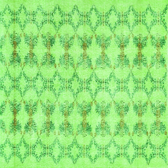 Ahgly Company Indoor Square Abstract Green Contemporary Area Rugs, 3' Square