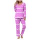 thumbnail image 2 of Puntoco Traje De Manga Larga + Pantalones Con Cuello En V Estampado Informal A La Moda Para Mujer Rosa Xxl, 2 of 6