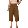 thumbnail image 6 of YanHoo Plus Size Wide Leg Capris for Women Elastic Waist Loose Workout Capri Pants Oversized Casual Everyday Cropped Trousers, 6 of 9
