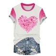thumbnail image 5 of Fartey Pink Valentines Shirts for Women Cute Love Heart Graphic Tees Loose Fit Short Sleeve Crew Neck Casual Tops Plus Size Holiday Tshirts Pink 3XL, 5 of 5