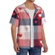 thumbnail image 2 of Fotbe Heart Plaid Camisa Estampada de Manga Corta para Hombre, Casual de Verano, Estilo Playero, Sin Arrugas-3X-Large, 2 of 5