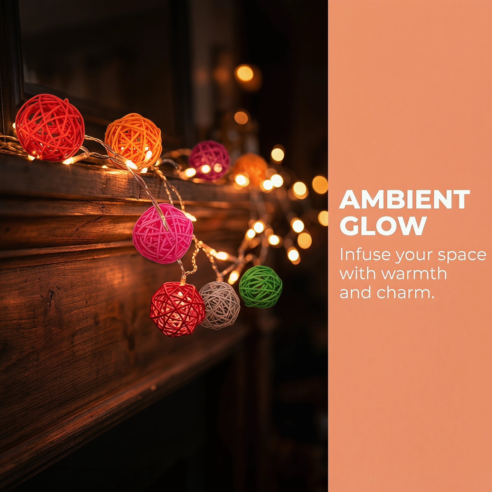 Unique Bargains 10Pcs Rattan Balls for Lights Wicker Spheres Orbs Multicolor 2"x2"x2"