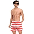 thumbnail image 3 of ALAZA Men's Swim Trunks Beach Shorts Red and White Stripes Lightweight Athletic Bathing Suits XL, 3 of 9