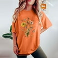 thumbnail image 4 of gbyLJF Women Short Sleeve Tops 2024 Summer Plus Size Printed Drop Shoulder Tee Loose Cotton Crew Neck T Shirts Orange S, 4 of 7