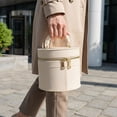 thumbnail image 6 of Linkidea Round Insulated Lunch Box, Hard Shell Waterproof Lunch Storage Box with Hand Strap, Compatible with 20 oz Crock Pot (Beige), 6 of 6