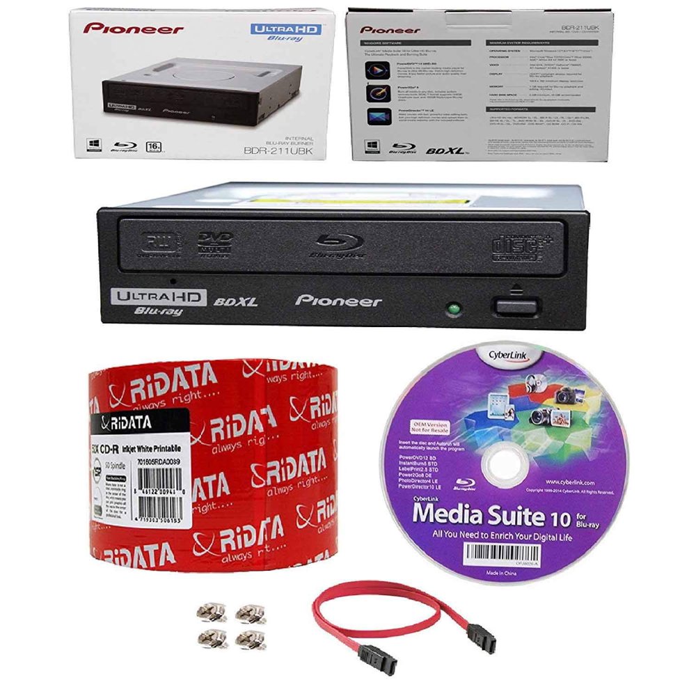 Pioneer 16x BDR211UBK Internal Ultra HD Bluray BDXL Burner, Cyberlink