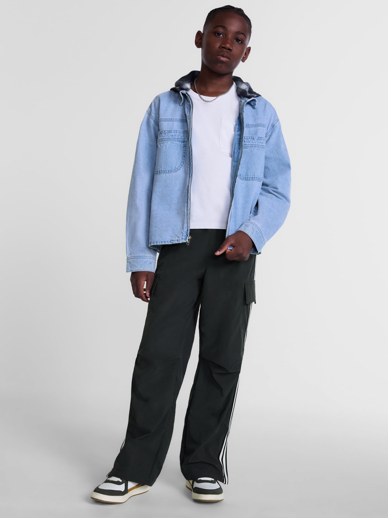 Weekend Academy Boys Hooded Denim Shacket, Sizes 4/5-18