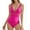 Hot Pink, variant on Women's High Waisted Sexy Hollow Out Swimsuit - Tight Fit - Nylon Spandex - Beach/Vacation - S-XXL
