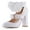 White, variant on YDN Women Chic Closed Toe Bow Tie Mary Jane Pumps Buckle Strap Block High Heels Lovely Dress Ballroom Shoes Size 7 Green