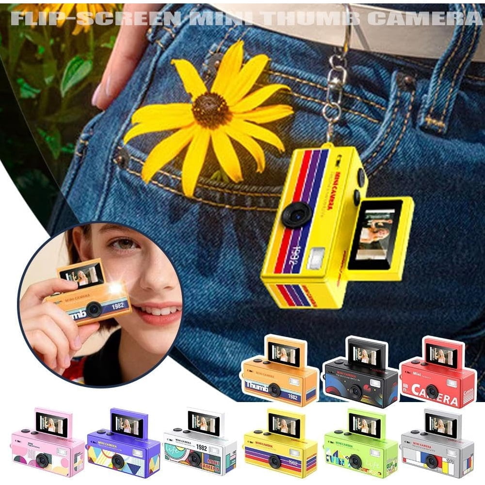 Instant Mini Digital Camera Keychain, 1080P HD Video Recorder with Flip Screen, Ultra Portable，9 Vibrant Colors for Students, Vloggers, Daily Use & Retro Style（White）