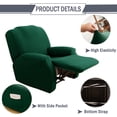 thumbnail image 3 of Rosnek Stretch Recliner Slipcover with Pockets Furniture Chair Cover, Green (4 Pieces), 3 of 8