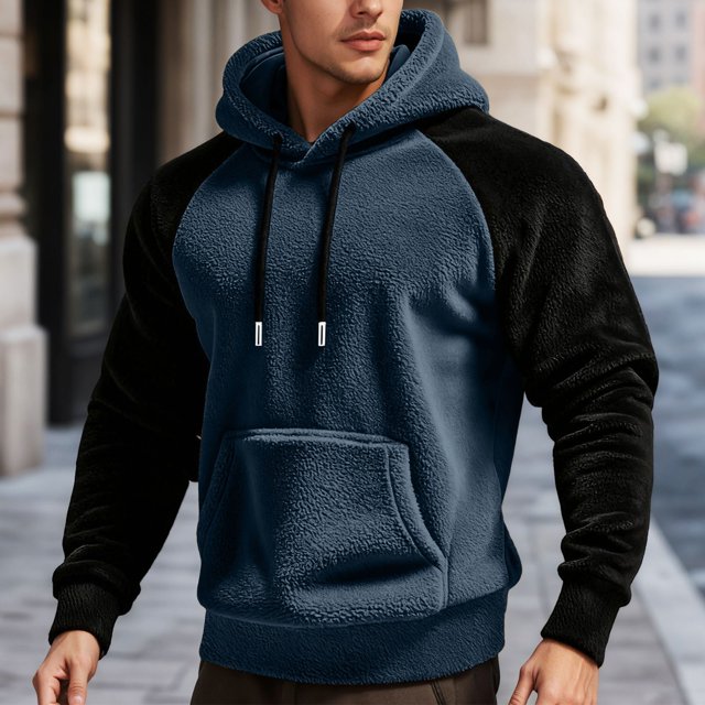WILLBEST Sudadera con Capucha y Forro Europeo para Hombre, Otoño/Invierno, con Bloqueo De Color y Extra XGrande