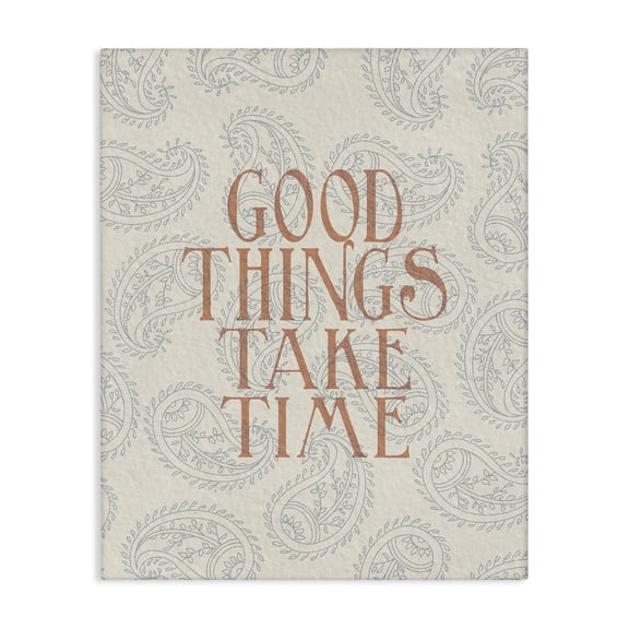 Stupell Industries Bohemian Good Things Take Time Phrase Soft Paisley Pattern Canvas Art, 16 x 20, by Lil' Rue
