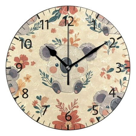 YAZAOO Decorative Wall Clock Size:25cm Koala Cuddles Design Pattern Clock