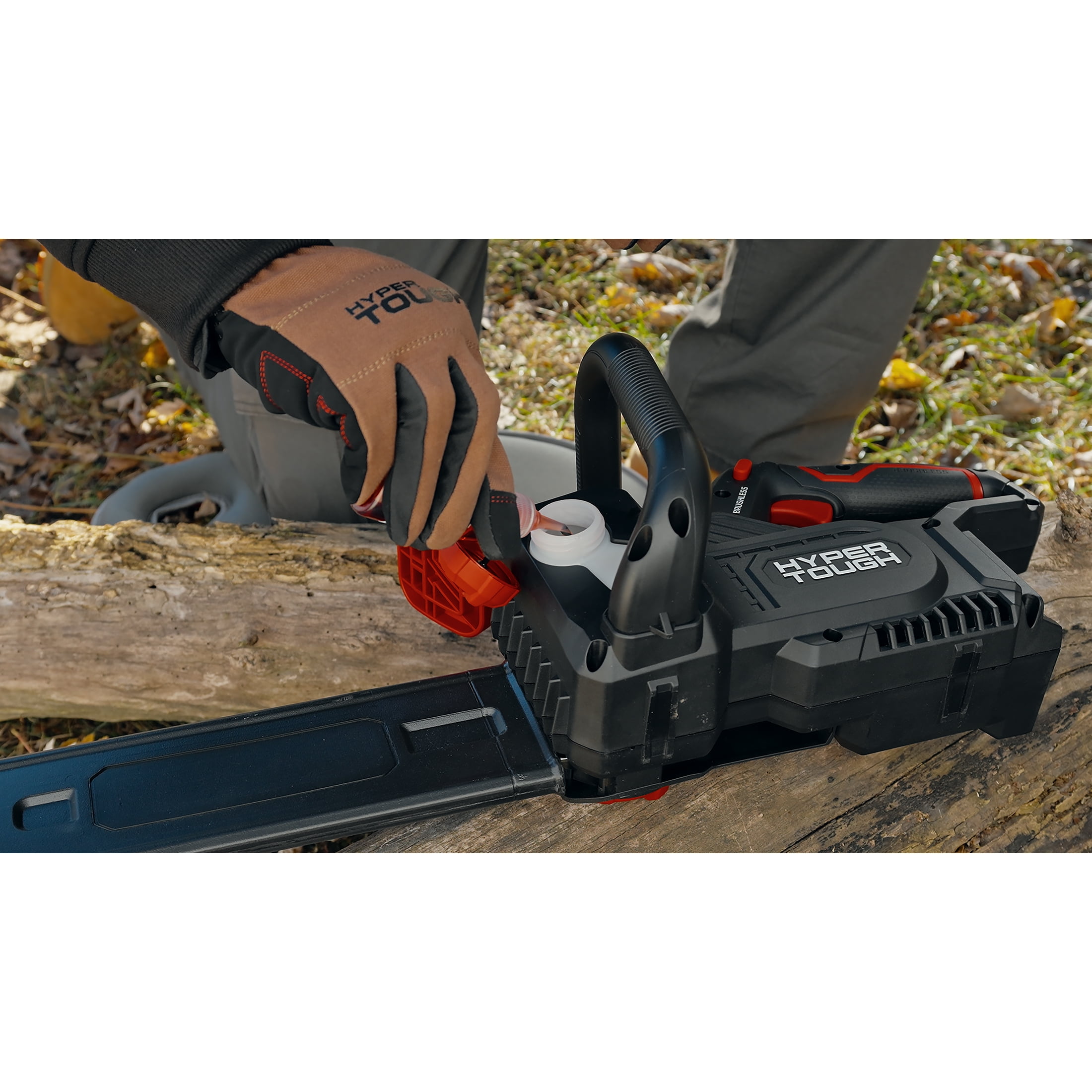 Hyper Tough 12" 20V Brushless Cordless Chainsaw with 20V Max 4.0Ah Battery and Charging Cable