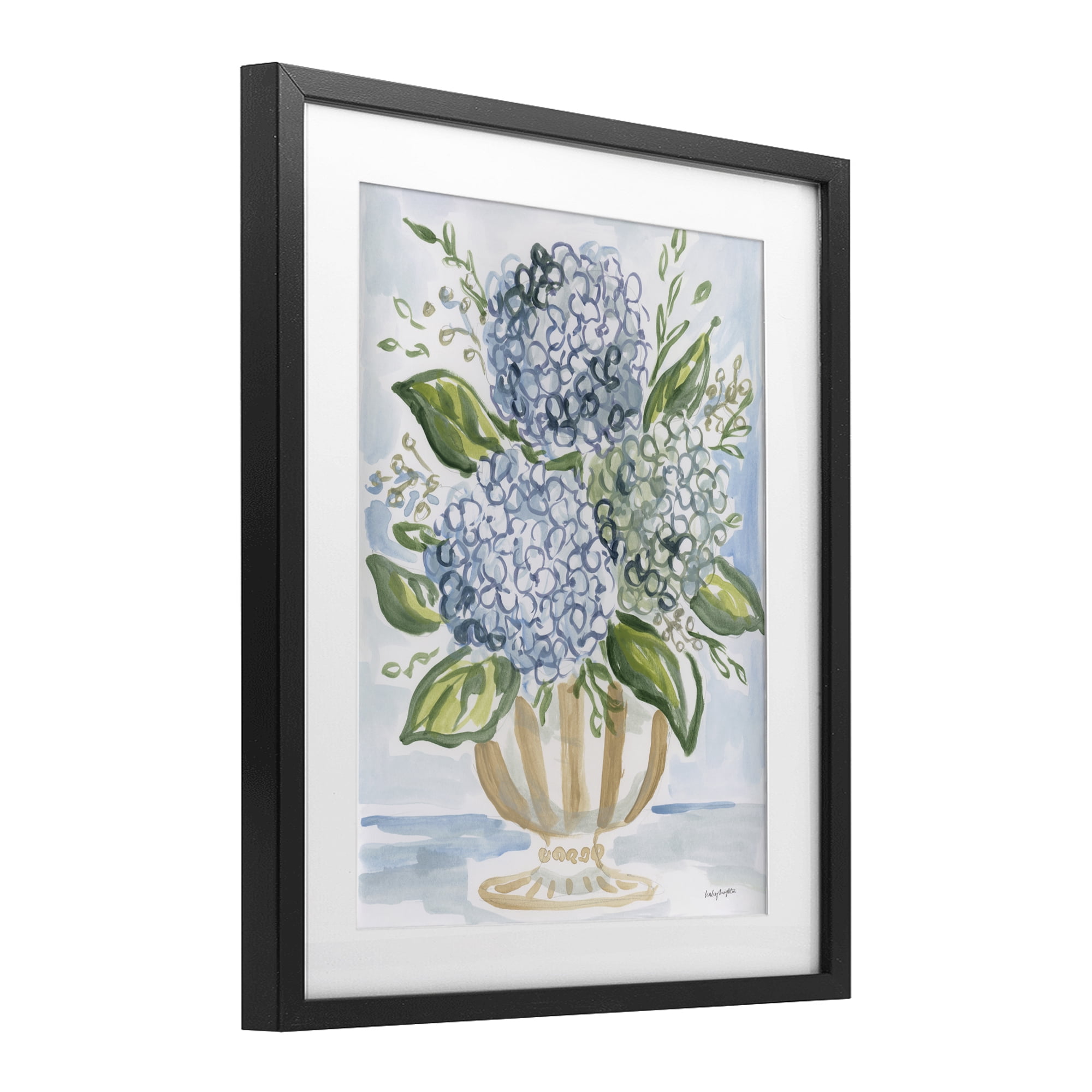 Stupell Industries Serena Pastel Hydrangea Bouquet Black Framed Print Under Glass, design by Haley Knighten