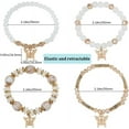 thumbnail image 2 of Conjunto de 4 pulseras de cuentas con colgante de mariposa y piedra, apilables, elásticas, con cuentas blancas, estilo bohemio, joyería colorida., 2 of 6