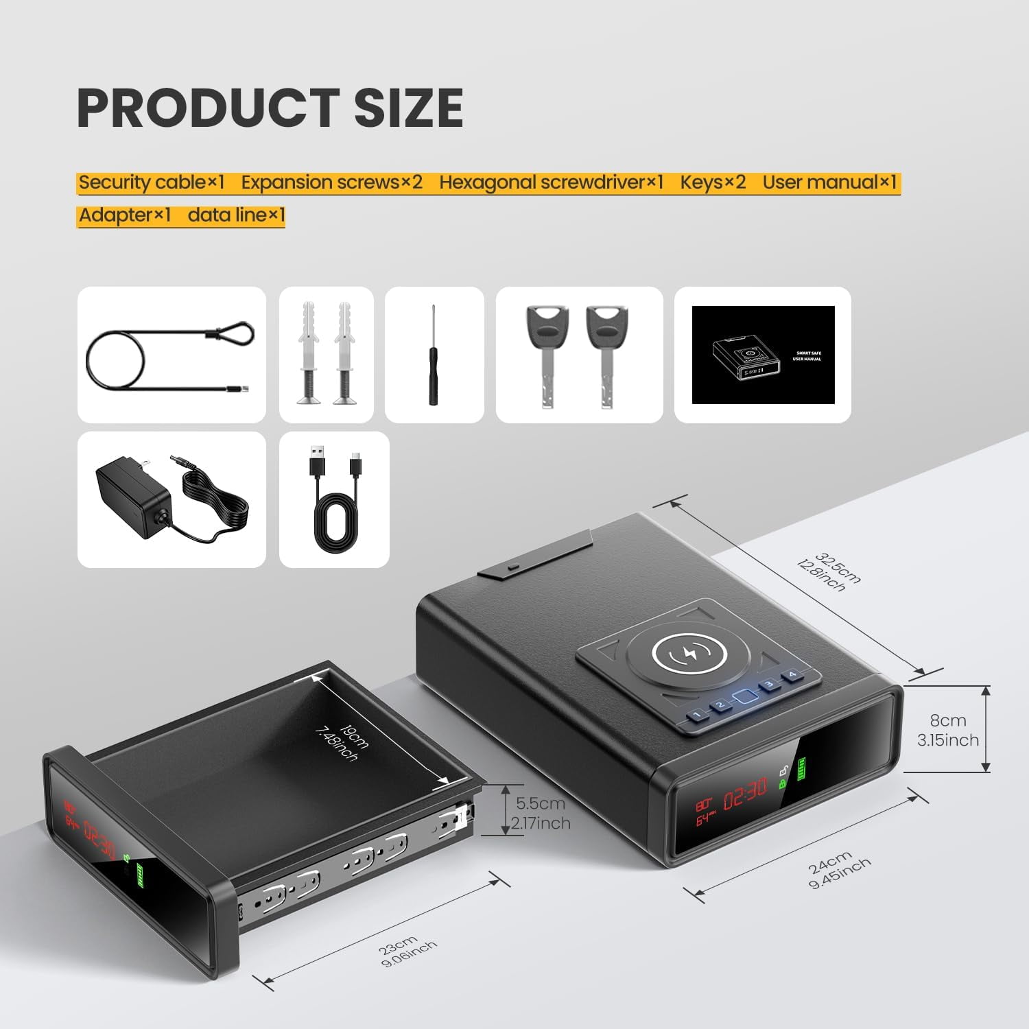 XDeer Biometric Gun Safe for Handgun and Pistol with Wireless Charging, 3 Quick Access Fingerprint, Bedside Safe with 24/7 Digital Alarm Clock