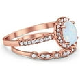 thumbnail image 2 of Divine Creation 14K Rose Gold Plated 2.10 Ct Oval Cut Fire Opal Wedding Engagement Halo Bridal Ring Set 925 Sterling Silver For Women's -4.5, 2 of 3