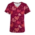 thumbnail image 4 of Edvintorg Printed Scrub Tops Women Valentine's Day Clearance Fashion Short Sleeve V-Neck Tops Working Uniform Printing Pocket Blouse Tops Summer Women Clothing, 4 of 4