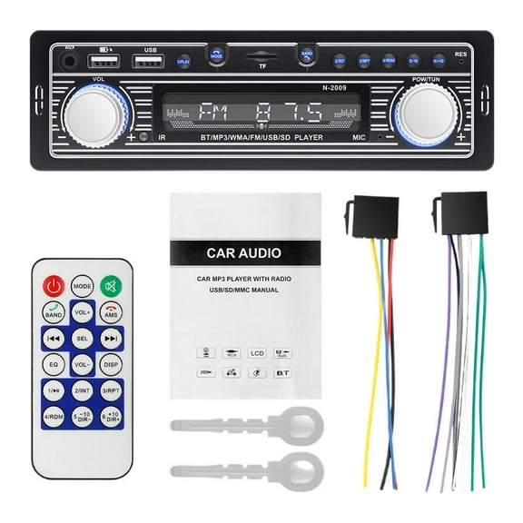 1DIN Car Radio with Bluetooth, AUX, USB, TF, MP3 Playback and Retro Style for Cars