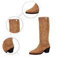thumbnail image 6 of Aihuaihua Knee High Boots Women Leather Elastic Boots Low Heel Square Toe Fall Long Tall Boots for Women, 6 of 10