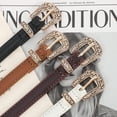 thumbnail image 5 of Trendy Western Skinny Belts for Women Adjustable Leather Thin Waist Belt for Dresses with Vintage Buckle, 5 of 6